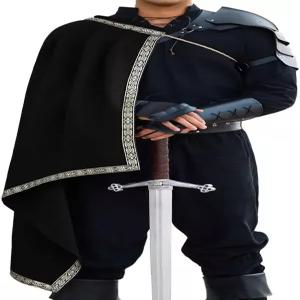 Runcati 남성 르네상스 숄 하프 숄더 망토 중세 사무라이 LARP 전사 렌 페어 할로윈 의상
