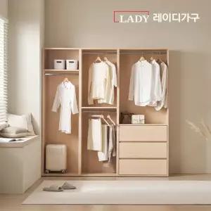 레이디가구 이안 드레스룸 200cm B세트 (60cm 1단 행거형+60cm 2