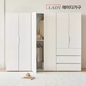 레이디가구 빈트 베이직 수납 시스템 옷장 2400 A세트 (800 긴옷장 + 800 이불장 (2단