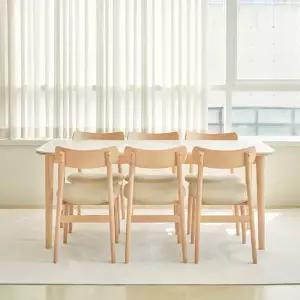 레이디가구 아이비 포세린 세라믹 원목식탁 6인 세트 (의자6)
