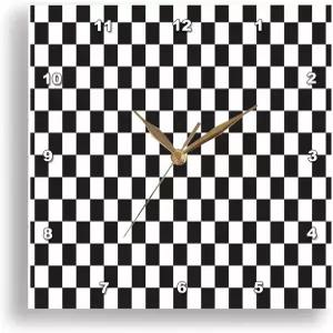 3D 로즈 월 시계 무음 10인치 레이싱 스포츠 팬 체크무늬 깃발 블랙 화이트 TDSwhite u2013