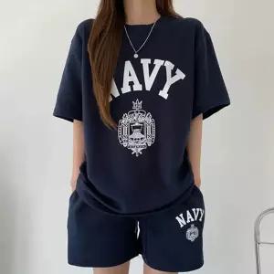 나염 프린팅 반팔 티셔츠 반바지 세트 루즈핏 오버 여성 여름 캐주얼 루즈 여름옷 홈웨어 파자마 라운지 네