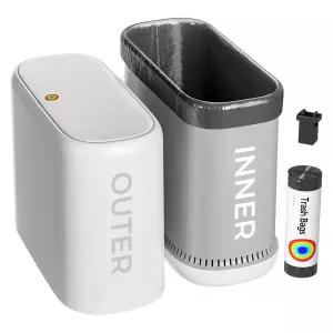 CTIME 작은 욕실 쓰레기통 뚜껑과 냄새 잠금 씰 방수 RV 주방 사무실용 원터치 프레스 3갤런