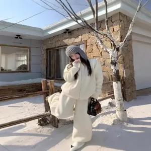 여자 정장세트 추동 맨투맨 세트 도톰 기모 후드 카디건+바지 원픽4