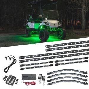 LEDGlow 12피스 백만 컬러 LED 12V-72V 전기 4인승 골프 카트 언더글로우 네온 조명 키트 휠 웰 및 내부 - EZGO, 야마하, 클럽 카, 아이콘, 에볼루션에 적합 유연한 전압 감속기