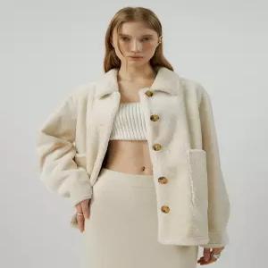 (몰리올리) SHIRKET eco fur basic jacket (ivory)