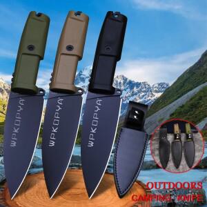 WPKOPYA USA 440c 야외 서바이벌 나이프 + 블랙 칼집 사냥 캠핑 3가지 다른 손잡이 색상 사용 가능