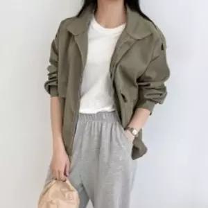 KSS S81029 여자오버핏 야상바람막이 간절기 하이넥 스트링 데일리웨어 여성 집업