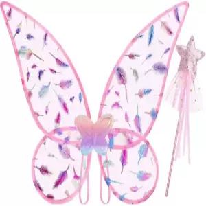 소녀들을 위한 레인라이트 요정 날개 지팡이 천사 날개를 가진 공주 나비 할로윈 코스프레 드레스 업