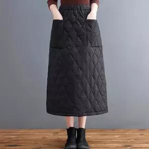 여자 겨울 방한 보온성 좋은 허리 밴딩 누빔 패딩 스커트 치마여름 롱치마 쉬폰 데님 밴스커트 플리츠 새틴