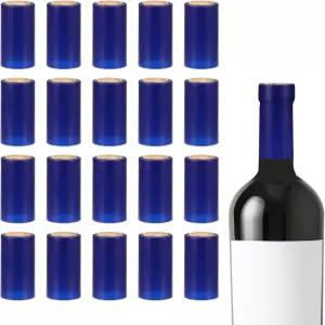 uxcell 150Pcs PVC 열수축 캡슐 와인 병 씰러 수축 랩 캡 유리병 셀러 가정용 30x60mm 파란색