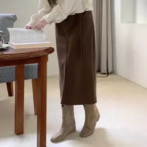 아트박스/신상오픈런 여성용 도톰 벨트 롱스커트 가을겨울용