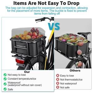 호환 NEWBOLER 전기 자전거 화물 랙 가방 철제 대용량 바구니 후면 야외 여행 쇼핑 MTB 로드 바이크용