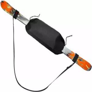 Soulchen 2개 스키 보호 액세서리 바인딩 커버 및 스트랩 조절 가능한 폴 캐리어가 있는 범용 방수