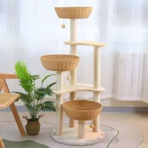 원목 캣 타워 캣타워 벽타워 스크레쳐 투명해먹 스크래쳐