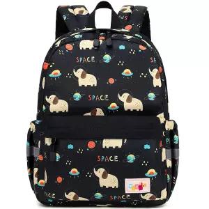 Lanola 유아용 책가방 책가방 경량 유치원 백팩 어린이 선물 여아 학교 나들이 만화 패턴, 블랙 코끼리.,