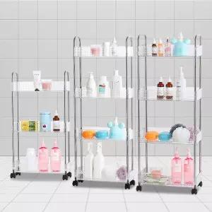 투명슬림트롤리 세탁실틈새수납장 바퀴달린선반 이동식 트레이 정리 미니 이동