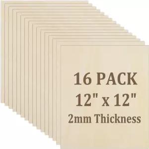Acrux7 16 PCS 12x12 인치 배스우드 시트 DIY 공예 회화 건축 모델 커팅 목재 연소를 위한 2mm 얇은 합판