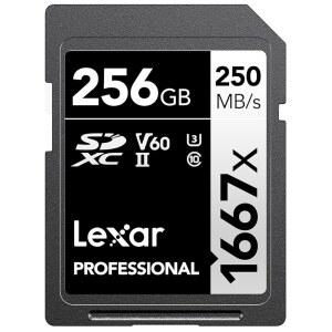 Lexar 256GB 프로페셔널 1667x SD 카드, UHS-II, C10, U3, V60, 풀 HD, 4K, 최대 250MB/s 읽기 SDXC 메모리 사진작가, 비디오그래퍼, 애호가(LSD256CBNA1667)용