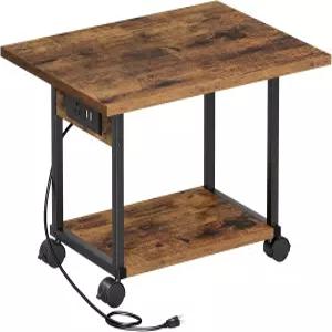 아스골리온 프린터 테이블 충전 스테이션이 있는 2단 언더 데스크 스탠드 바퀴가 달린 작은 공간용 선반 홈