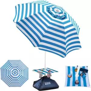 야외 마스터 비치 우산샌드백 및 앵커 포함 4개의 컵 홀더 6.5피트 조절 가능한 헤비 듀티 바람용 우산