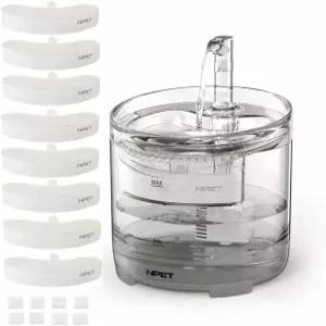 교체 수도꼭지 키트가 포함된 NPET 고양이 분수 WF050TP 1.5L 자동 반려동물 식수대 - 필터 8개(어댑터