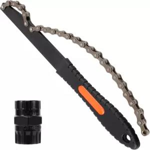 오머스 자전거 카세트 제거 도구 체인 채찍 및 2 in 1 프리휠 리무버 렌치 스프로켓 풀러 키트 잠금 해제