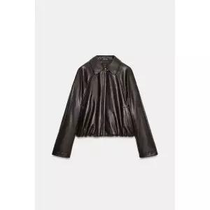 [정품] 자라 자켓 데일리 야상 아웃터 ZARA 페이크 봄버 재킷 - 다크 브라운