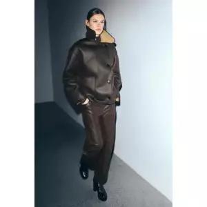 [정품] 자라 자켓 데일리 야상 아웃터 ZARA ZW 컬렉션 양면 점퍼 - 브라운 / 크림