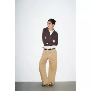 [정품] 자라 자켓 데일리 야상 아웃터 ZARA 플러시 지퍼 재킷 - 브라운