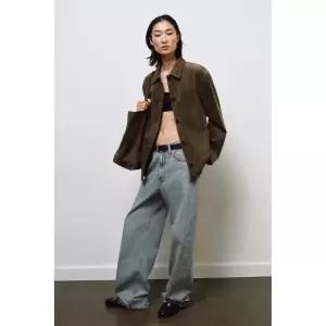 [정품] 자라 자켓 데일리 야상 아웃터 ZARA ZW 컬렉션 리미티드 에디션 스웨이드 포켓 재킷 - 카키