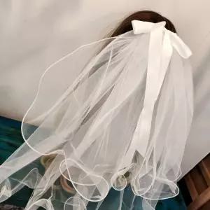 왕리본 셀프웨딩 베일 리본 더블면사포 웨딩소품 면사포 더블 더블베일 웨딩