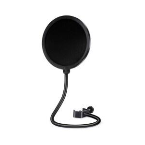 SUUNTOK Blue Yeti 및 기타 마이크용 마이크 팝 필터, 보컬 녹음, 라이브 방송, 게임용 향상된 유연한 360 구즈넥 클립 안정화 암이 있는 이중 레이어 윈드 스크린