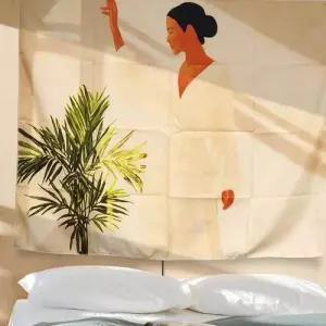 대형 패브릭 포스터 식물과 여성 L 패브릭소품 WEC9D5F