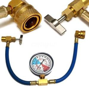 자동차 에어컨 냉매 R134A 호스 감지 보충 튜브 플러스, 자동차 압력 게이지 포함, 자동차 액세서리