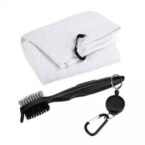 휴대용 골프 타월+클럽 브러쉬 세트(화이트) 타올 러시 릴홀더러시