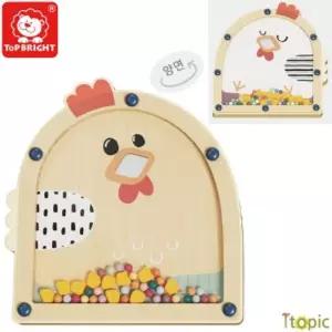 탑브라이트 꼬꼬댁 암탉모이주기 양면보드 121138우드완구 놀이 아이장난감 사운드 소근육발달 원목 닭완구
