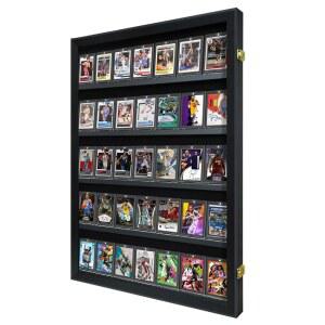 YUU 야구 카드 디스플레이 케이스 35 등급 스포츠 프레임, 축구 농구 하키 코믹 트레이딩 카드를 위한 자외선 차단 클리어 뷰 잠금식 벽 캐비닛 보관