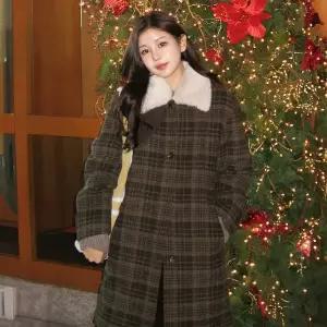 [케네스레이디](대전신세계)[BYLYNN] [케네스레이디]퍼 카라 체크 자켓 EWCJPK0100