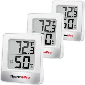 ThermoPro TP49 3피스 디지털 습도계 실내 온도계 미니 습도계(온습도 모니터 포함) 실외 및 기상 관측소