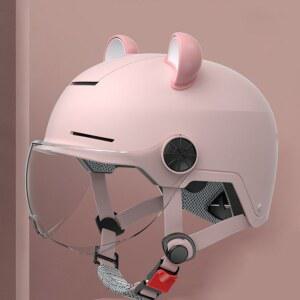 스쿠터 여성 헬멧 바이크 안전 곰돌이 귀여운 사계절 A 귀 오토바이