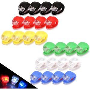 QUMENEY 자전거 조명 세트, 실리콘 LED 클립, 야간 라이딩 안전을 위한 방수 백 테일라이트 헤드라이트