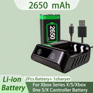 Xbox 시리즈 X/S/Xbox One S/X 컨트롤러 배터리용 2 X2650mAh +USB 충전기 충전식