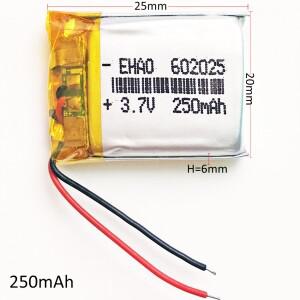 3.7V 250mAh 602025 리튬 폴리머 리튬-Mp3 MP4 MP5 GPS PSP 모바일 블루투스 용 Po 이온 충전식 배터리 셀