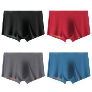 아르젠 크로스 남성 복서 브 통기성 듀얼 컬러 심리스 모달 트렁크 속옷, 서포트 파우치 4팩