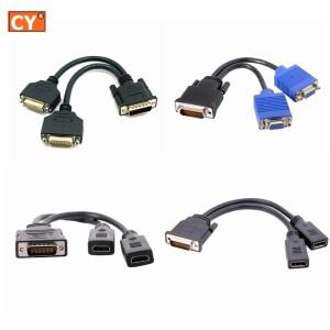 DMS 59Pin 남성 2 VGA DVI Displayport 그래픽 카드 HDMI 모니터 용 호환 여성 분배기 연장 케이블 어댑터