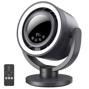 야간 조명이 있는 마올리고 USB 충전식 책상 선풍기, 4단 속도, 90 기울기, 180 진동이 10인치 공기 순환기 침실, 사무실, 실내, 캠핑 텐트, RV, 실외용 조용한 테이블 선풍기(그레이)