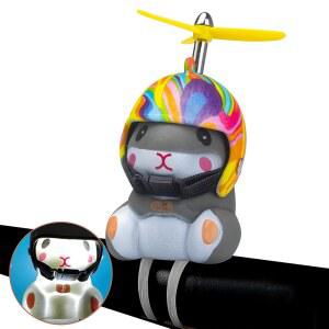 가볍고 헬멧이 달린 우누 덕 자전거 벨 귀여운 햄스터 경적, 대시보드 장식 오토바이 고무 오리 자동차 (레인보우-햄스터)