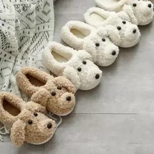 뽀글이 강아지 털실내화 따뜻한 겨울 슬리퍼