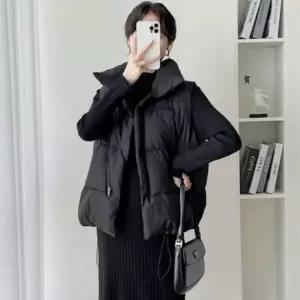 여성 여자 루즈핏 하이넥 겨울 경량 패딩 조끼 베스트